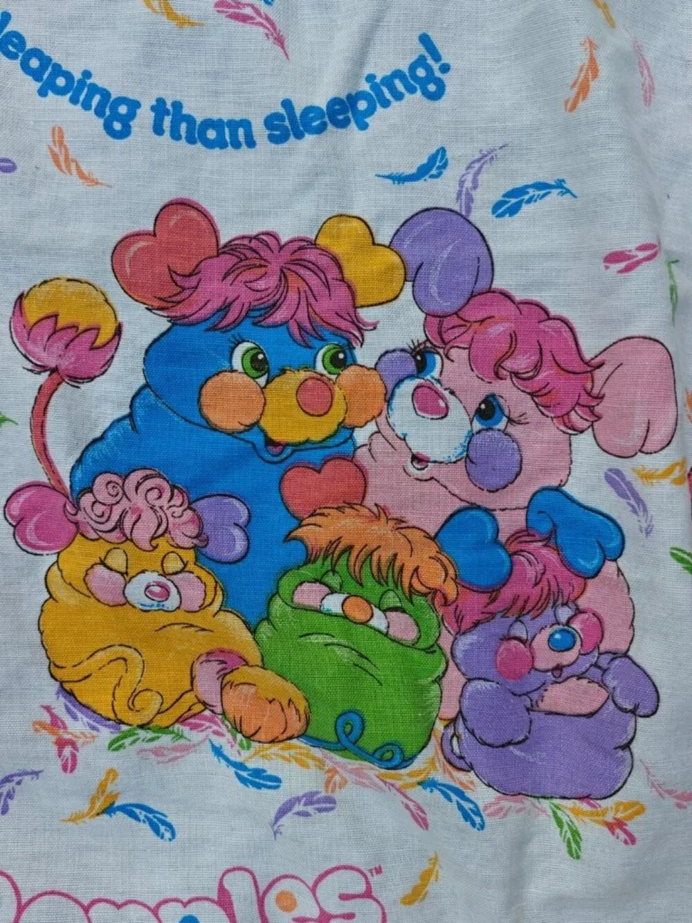 Vintage Popples Curtain Panels (2) Cotton Blend 1986 American Greetings USA